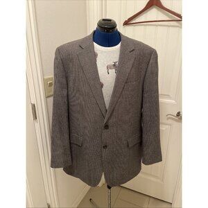 Chaps Men's 46L Gray 💯% Pure New Wool Sport Coat Jacket Blazer Houndstooth Soft